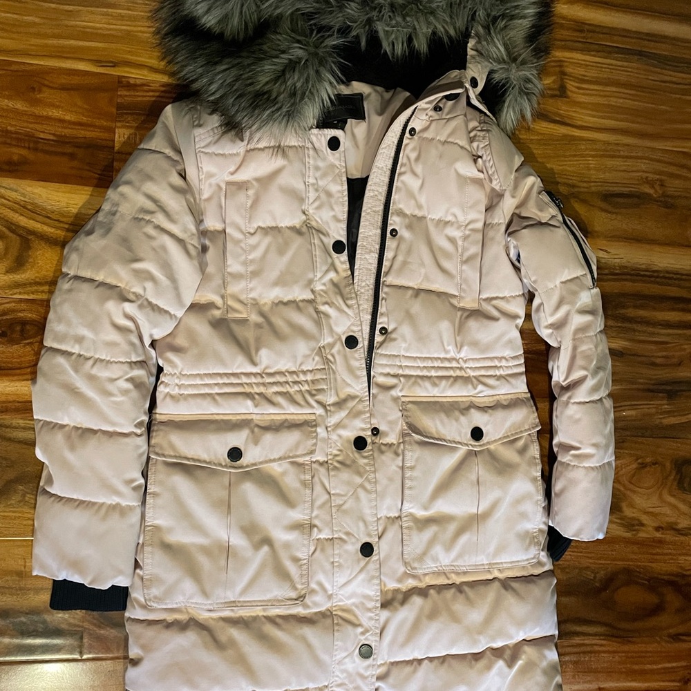 Pink puffer heavy BCBGMAXAZARIA Hooded Jacket